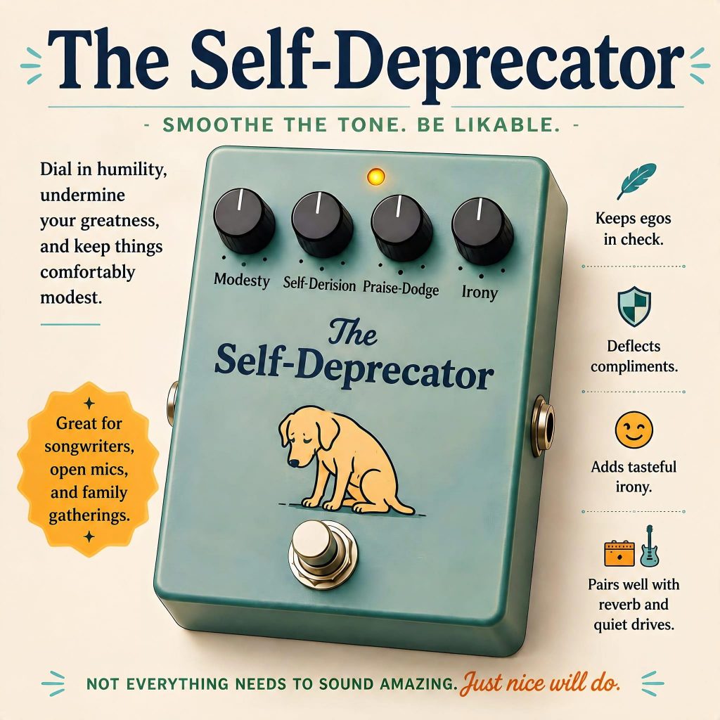 The Self-Deprecator – an ego-deflator pedal for a more likeable impression on stageDe-Booster Pedal for over-gandiose stage personalities