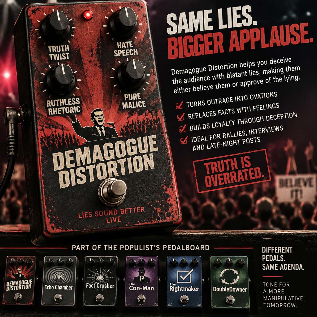 Demagogue Distortion Guitar Pedal – part of the ever more popular populist's pedalboard